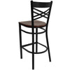 Metal Restaurant Barstool - Mahogany Wood Seat