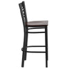Metal Restaurant Barstool - Walnut Wood Seat 1