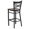 Metal Restaurant Barstool - Walnut Wood Seat