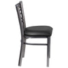 HERCULES Series Clear Coated ''X'' Back Metal Restaurant Chair - Black Vinyl Seat - Side