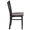 HERCULES Series Black ''X'' Back Metal Restaurant Chair - Walnut Wood Seat - SIde