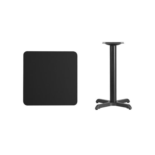 Black Laminate Table Top with 22'' x 22'' Table Height Base