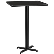 Load image into Gallery viewer, 30&#39;&#39; Square Black Laminate Table Top with 22&#39;&#39; x 22&#39;&#39; Bar Height Table Base