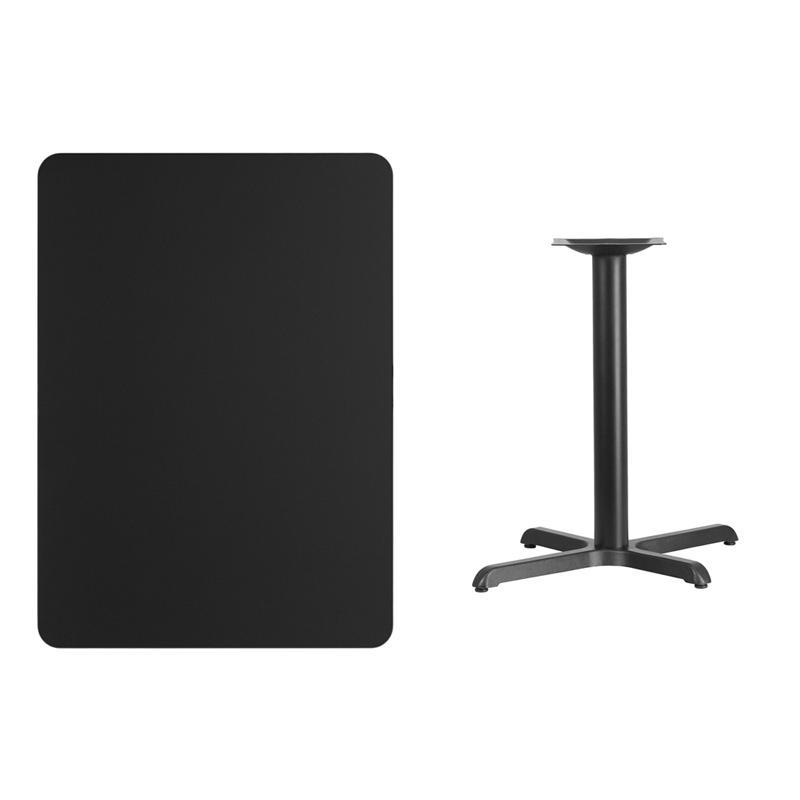 Rectangular Black Laminate Table Top with 22'' x 30'' Table Height Base