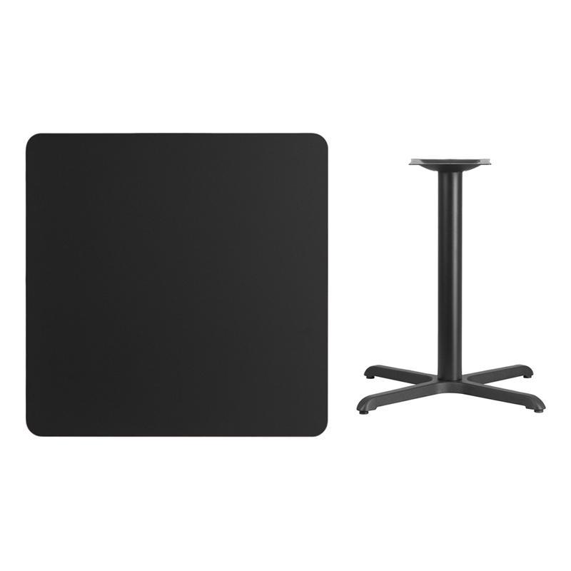 Black Laminate Table Top with 30'' x 30'' Table Height Base