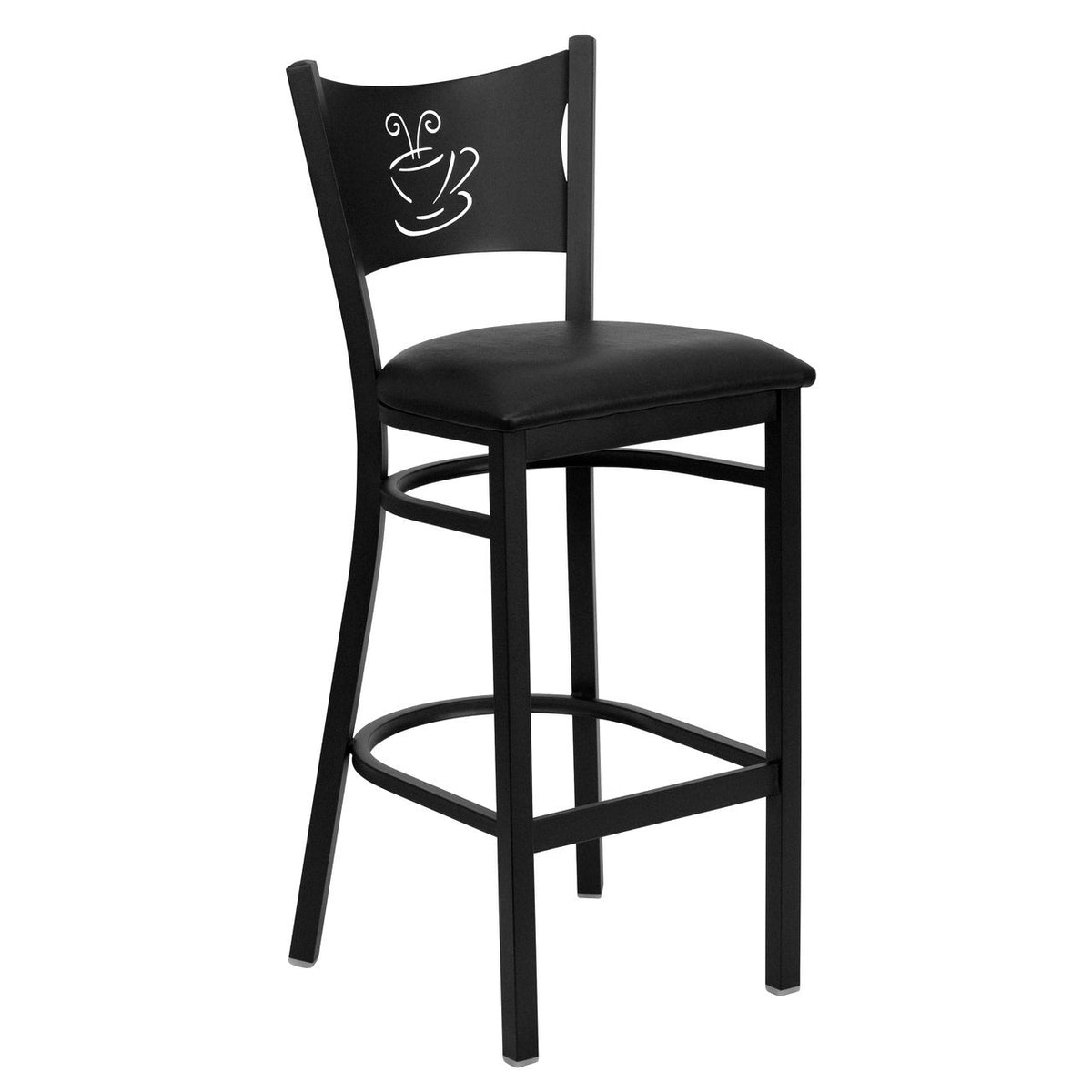 HERCULES Series Black Coffee Back Metal Restaurant Barstool Black Vi