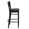HERCULES Series Black Grid Back Metal Restaurant Barstool - Black Vinyl Seat - Side