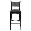 HERCULES Series Black Grid Back Metal Restaurant Barstool - Black Vinyl Seat - Front