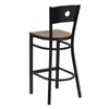HERCULES Series Black Circle Back Metal Restaurant Barstool - Cherry Wood Seat