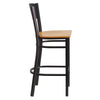 HERCULES Series Black Circle Back Metal Restaurant Barstool - Natural Wood Seat - Side