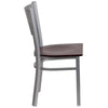 HERCULES Series Silver Slat Back Metal Restaurant Chair - Mahogany Wood Seat - Side