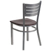 HERCULES Series Silver Slat Back Metal Restaurant Chair - Mahogany Wood Seat - Back