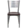 HERCULES Series Silver Slat Back Metal Restaurant Chair - Mahogany Wood Seat - Front