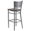 HERCULES Series Silver Slat Back Metal Restaurant Barstool