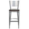 Metal Restaurant Barstool - Walnut Wood Seat