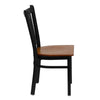 HERCULES Series Black Vertical Back Metal Restaurant Chair - Cherry Wood Seat - Side
