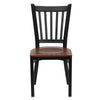 HERCULES Series Black Vertical Back Metal Restaurant Chair - Cherry Wood Seat - Front