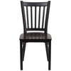 HERCULES Series Black Vertical Back Metal Restaurant Chair - Walnut Wood Seat - Front