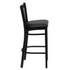 HERCULES Series Black Vertical Back Metal Restaurant Barstool - Black Vinyl Seat - Side