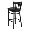 HERCULES Series Black Vertical Back Metal Restaurant Barstool - Black Vinyl Seat - Back