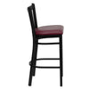 HERCULES Series Black Vertical Back Metal Restaurant Barstool - Burgundy Vinyl Seat - Side