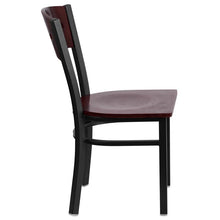 Load image into Gallery viewer, HERCULES Series Black 4 Square Back Metal Restaurant Chair - Mahogany Wood Back &amp; Seat - Side
