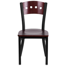Load image into Gallery viewer, HERCULES Series Black 4 Square Back Metal Restaurant Chair - Mahogany Wood Back &amp; Seat - Front