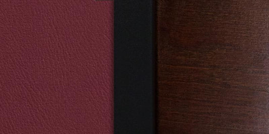 Metal Restaurant Chair - Walnut Wood Back, Burgundy Vinyl Seat