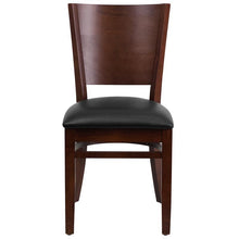 Load image into Gallery viewer, Walnut Wood Restaurant Chair - Black Vinyl Seat 