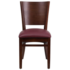 Lacey Series Solid Back Walnut Wood Restaurant Chair