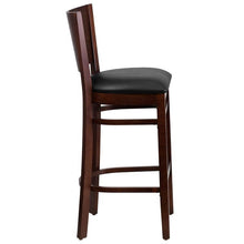 Load image into Gallery viewer, LACEY Series Solid Back Walnut Wood Restaurant Barstool - Black Vinyl Seat