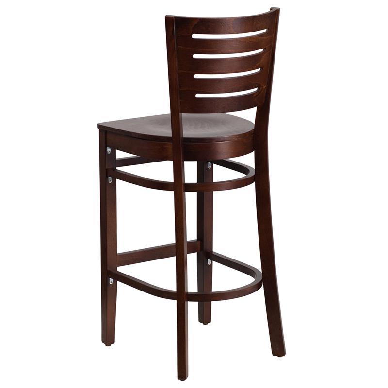 DARBY Series Slat Back Walnut Wood Restaurant Barstool Wholesale Bar