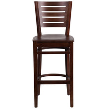 Load image into Gallery viewer, DARBY Series Slat Back Walnut Wood Restaurant Barstool - Front