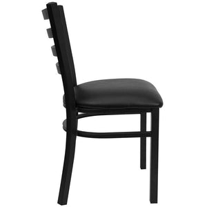 Back Metal Restaurant Chair - Black Vinyl Seat