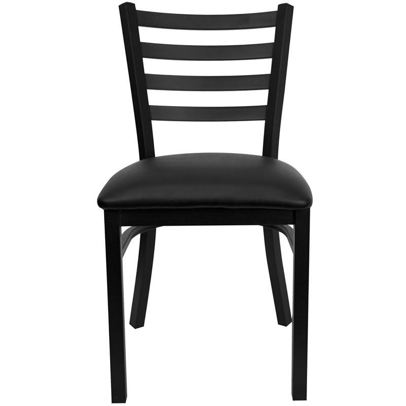 Heavy Duty Black Ladder Back Metal Restaurant Chair