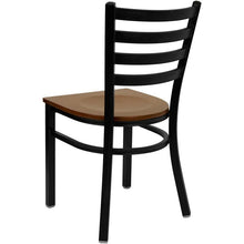 Load image into Gallery viewer, Heavy Duty Black Ladder Back Metal Restaurant Chair - Cherry Wood Seat - Back