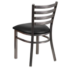 Load image into Gallery viewer, Heavy Duty Clear Coated Ladder Back Metal Restaurant Chair - Black Vinyl Seat 1