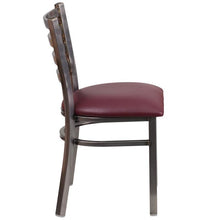 Load image into Gallery viewer, Ladder Back Metal Restaurant Chair - Burgundy Vinyl Seat