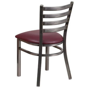 Metal Restaurant Chair - Burgundy Vinyl Seat