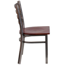 Load image into Gallery viewer, Heavy Duty Clear Coated Ladder Back Metal Restaurant Chair - Mahogany Wood Seat - Side