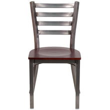 Load image into Gallery viewer, Heavy Duty Clear Coated Ladder Back Metal Restaurant Chair - Mahogany Wood Seat - Front