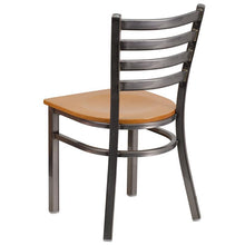 Load image into Gallery viewer, Heavy Duty Clear Coated Ladder Back Metal Restaurant Chair - Natural Wood Seat - Back