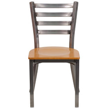 Load image into Gallery viewer, Heavy Duty Clear Coated Ladder Back Metal Restaurant Chair - Natural Wood Seat - Front