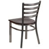 Heavy Duty Clear Coated Ladder Back Metal Restaurant Chair - Walnut Wood Seat - BAck
