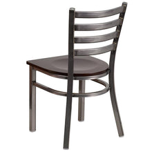Load image into Gallery viewer, Heavy Duty Clear Coated Ladder Back Metal Restaurant Chair - Walnut Wood Seat - BAck