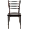Heavy Duty Clear Coated Ladder Back Metal Restaurant Chair - Walnut Wood Seat - Front