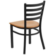 Load image into Gallery viewer, Heavy Duty Black Ladder Back Metal Restaurant Chair - Natural Wood Seat - Back