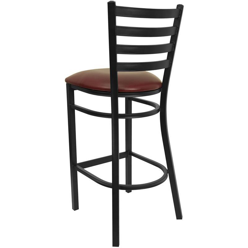 Heavy Duty Black Ladder Back Metal Restaurant Barstool - Back