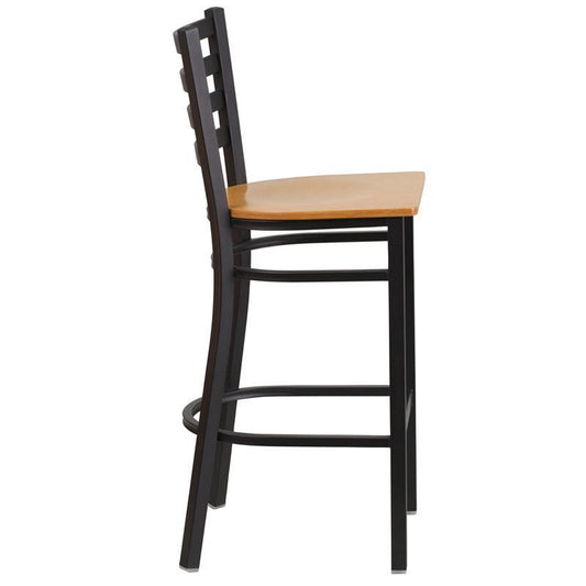 Black Ladder Back Metal Restaurant Barstool