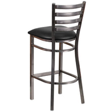 Load image into Gallery viewer, Heavy Duty Clear Coat Ladder Back Metal Restaurant Barstool with Black Vinyl Seat - Back